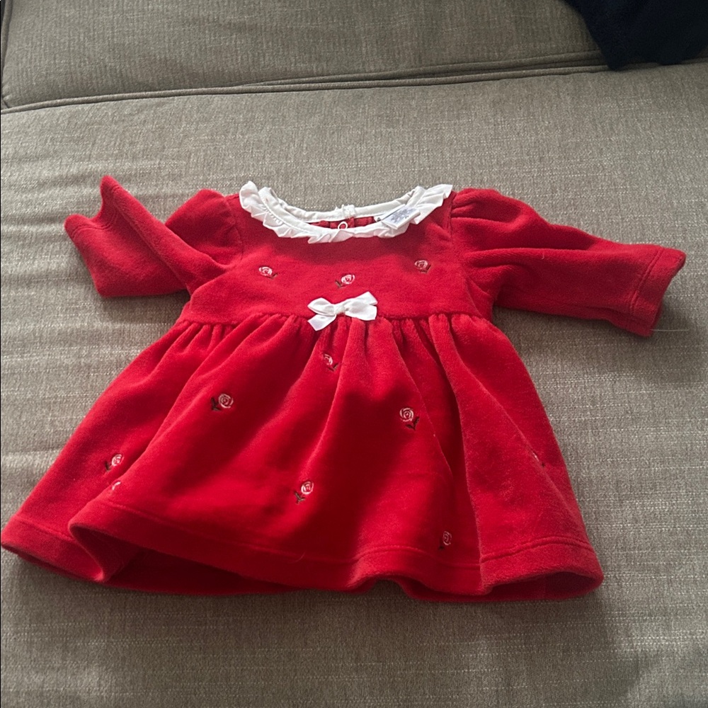 Little Me Red Dress with White Trim